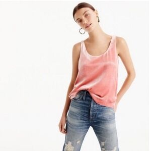 J. Crew Copper Rose Pink Lux Velvet Crew Neck Tank Top Style No. G9277 Size XS